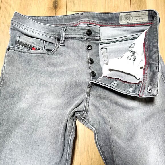 Diesel Jeans Gray Mens TAG 32 x 32 (34X30) Buster Grey Stretch Reg Slim Tapered - Picture 2 of 16